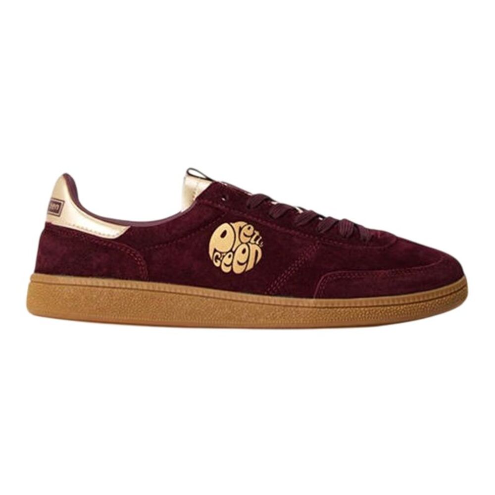 Pretty Green Mens Ramblas Suede Sneakers / Maroon/Gold